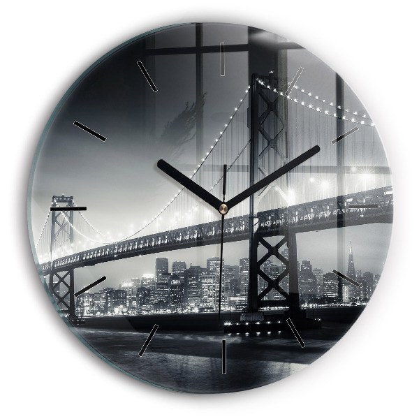 Pod noaptea San Francisco Ceas rotund de perete din sticlă