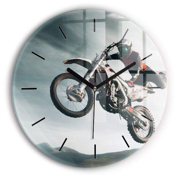 Stilul motor Adrenalina Ceas rotund de perete din sticlă