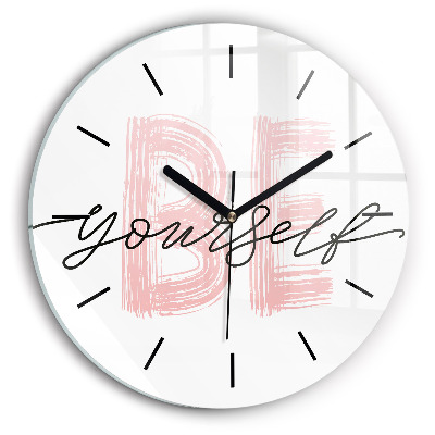Inscripția Fii tu însuți Ceas de sticlă pe perete rotund