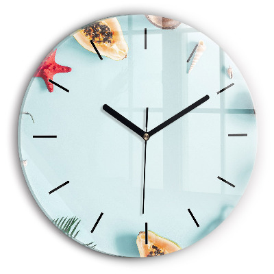Compoziție de vară Ceas rotund de perete din sticlă