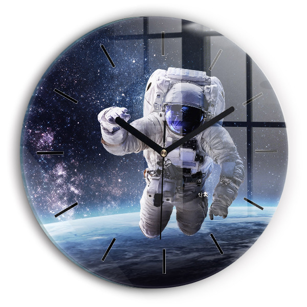 Astronaut deasupra pământului Ceas rotund de perete din sticlă