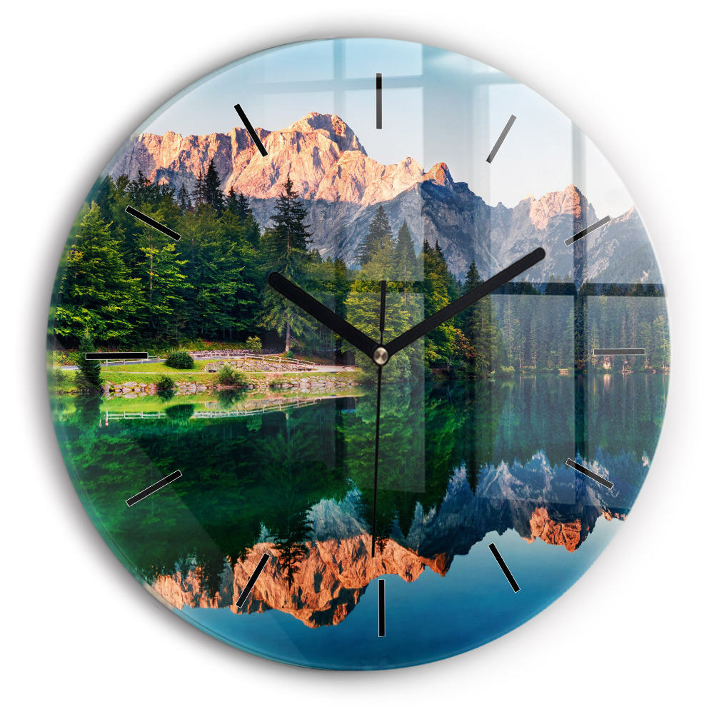 Peisajul lacului Ceas de sticlă pe perete rotund