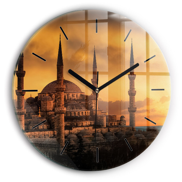 Moscheea din Istanbul Ceas rotund de perete din sticlă