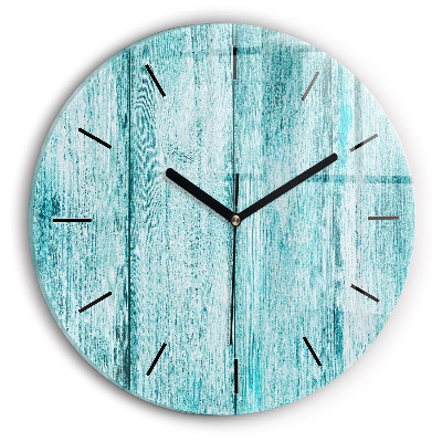 Lemn vechi albastru Ceas rotund de perete din sticlă