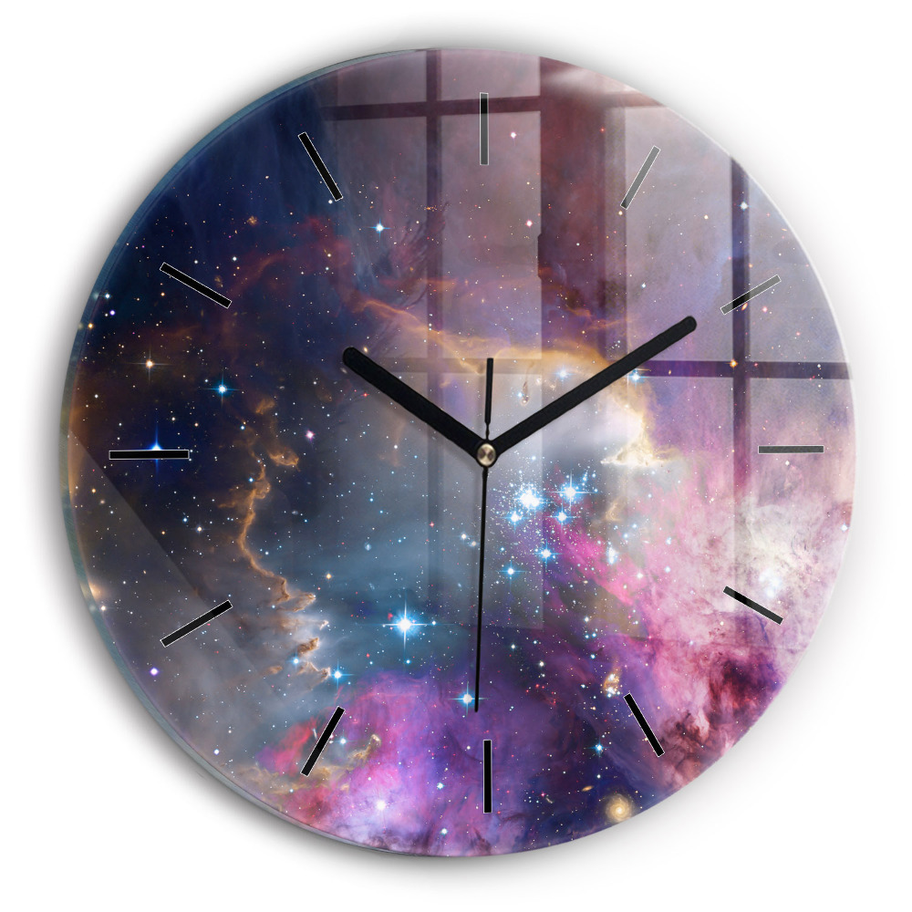 Galaxy și stele Ceas perete din sticlă rotund
