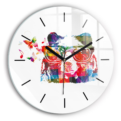 Cap de urs Ceas rotund de perete din sticlă