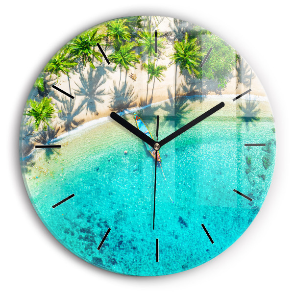 Plaja tropicală Koh Tao Ceas perete din sticlă rotund