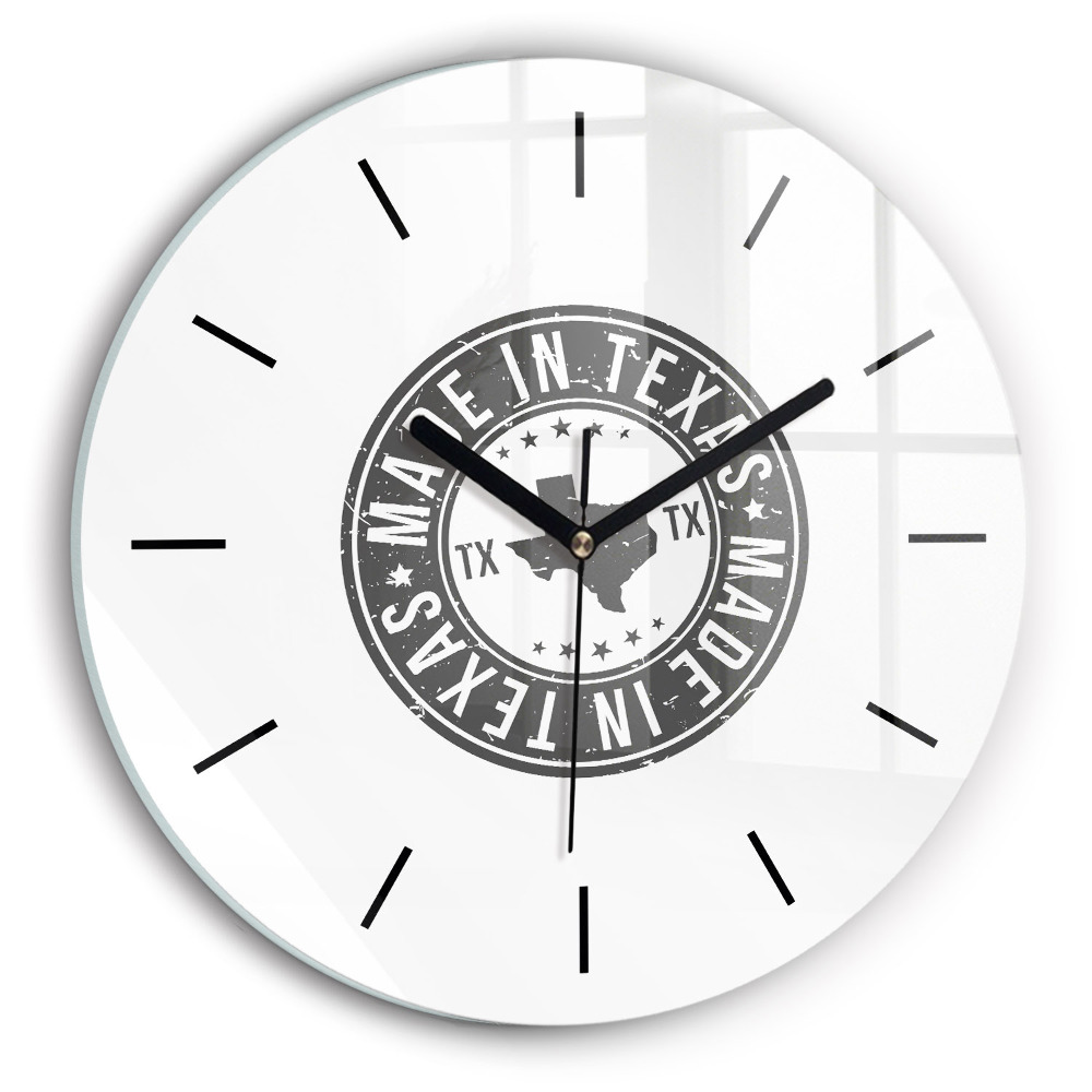 ștampila Texas Ceas perete din sticlă rotund