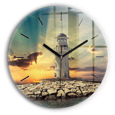 Far pe apă Ceas perete din sticlă rotund
