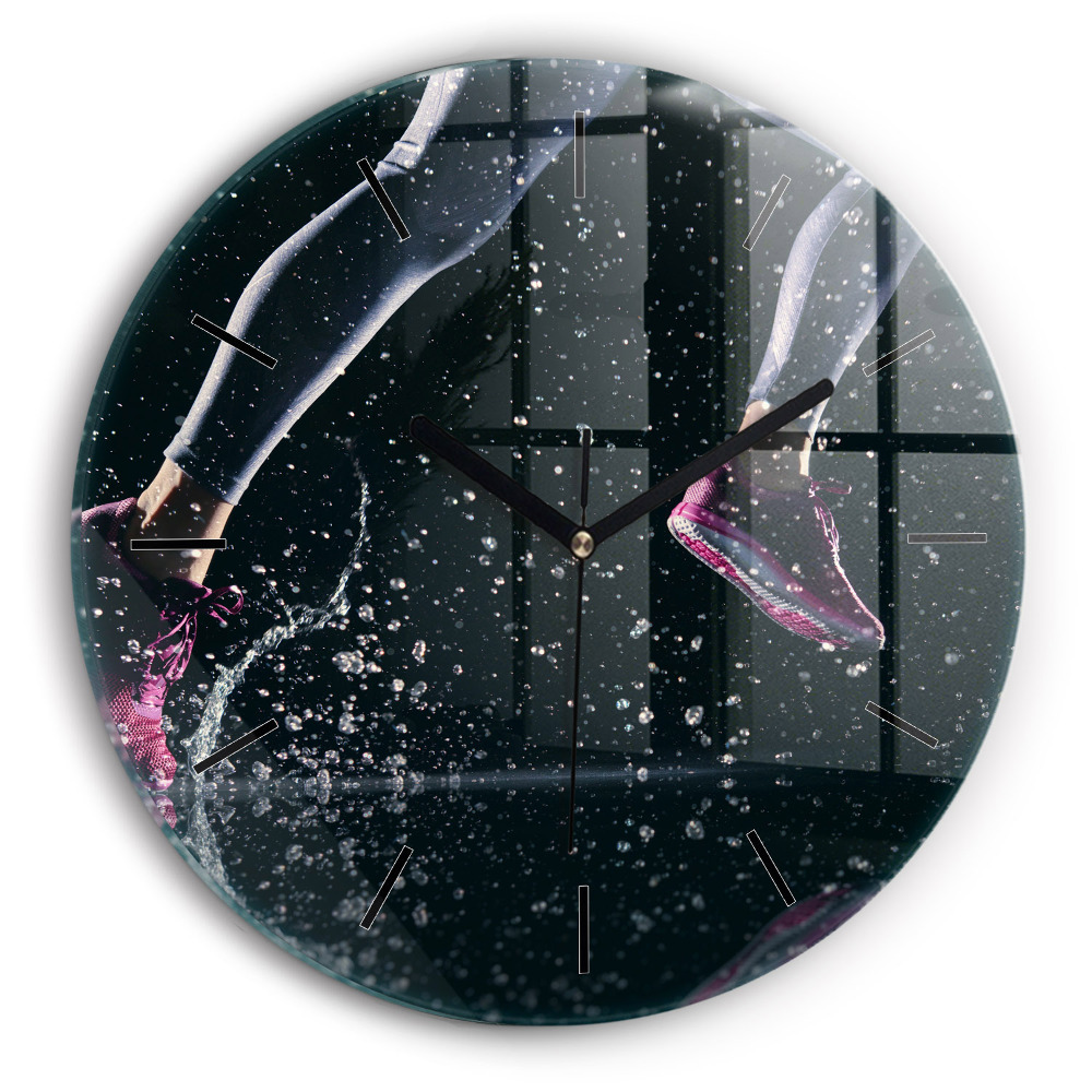 Stil de viață sănătos - alergare Ceas perete din sticlă rotund