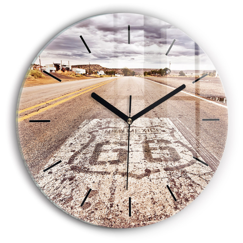 Route 66 SUA Ceas perete din sticlă rotund