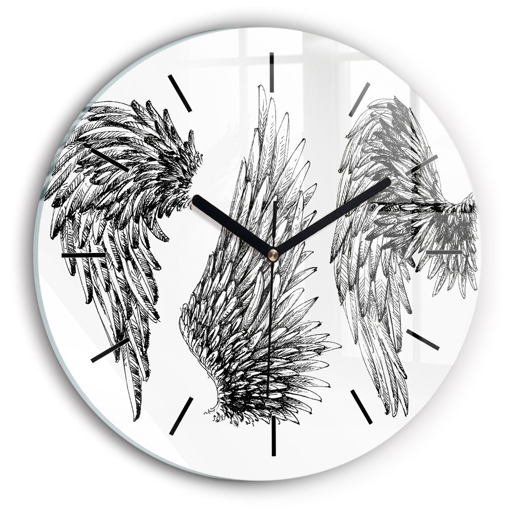 Aripi de înger Ceas perete din sticlă rotund