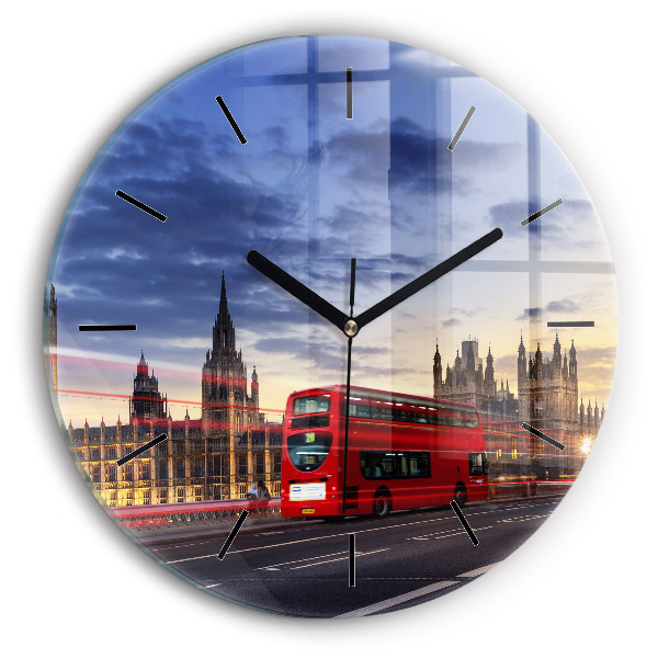 Autobuzul roșu din Londra Ceas din sticlă rotund