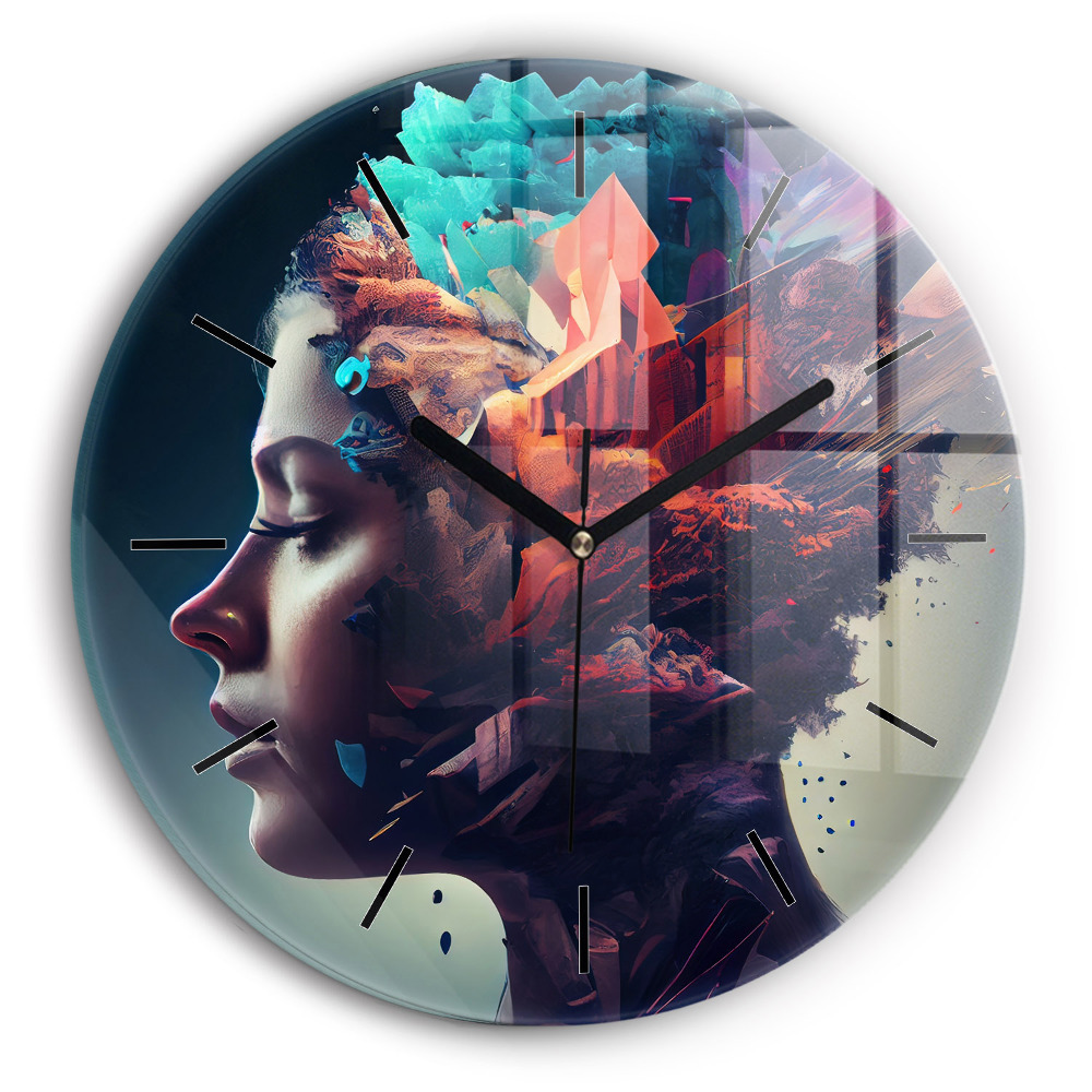 Femeie abstractă Ceas din sticlă rotund