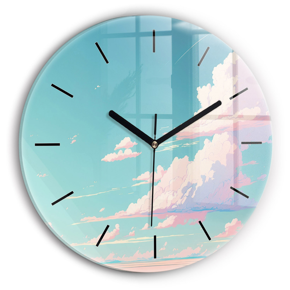 Culoarea pastelată a cerului Ceas perete din sticlă rotund
