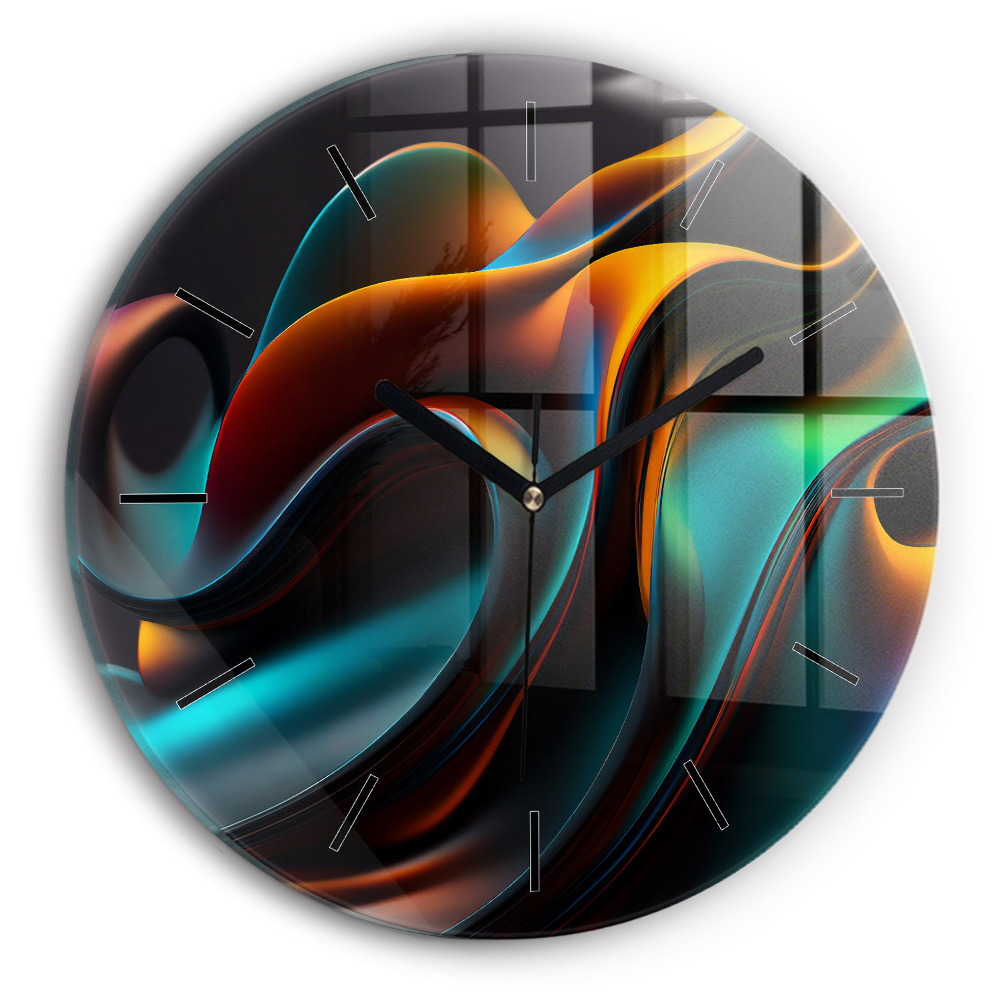 Val futurist Ceas rotund de perete din sticlă