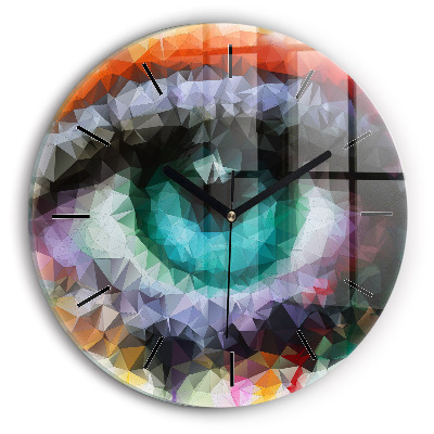 Ochiul uman colorat Ceas de sticlă pe perete rotund