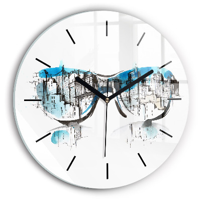 Orașul în ochelari Ceas rotund de perete din sticlă
