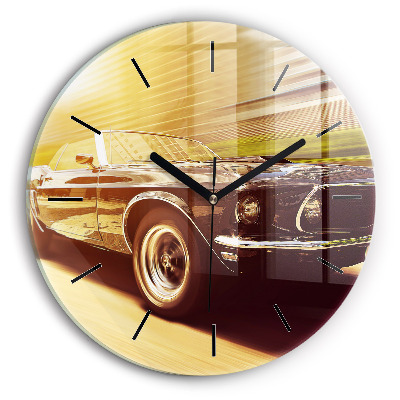 Mașină veche clasică Ceas perete din sticlă rotund