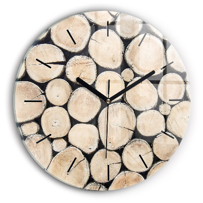 Tăiați cioturile de copac Ceas de sticlă pe perete rotund