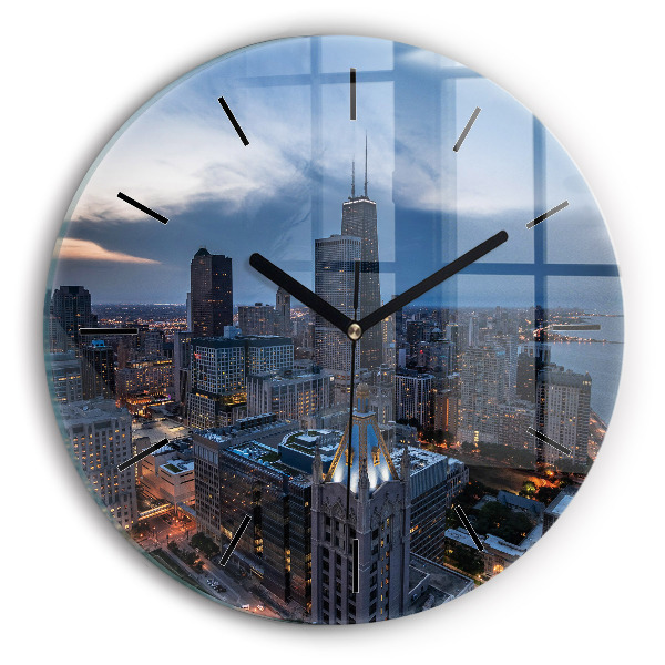 Fotografie din Chicago Ceas rotund de perete din sticlă