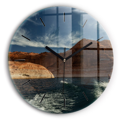 Persoană schi nautic Ceas perete din sticlă rotund