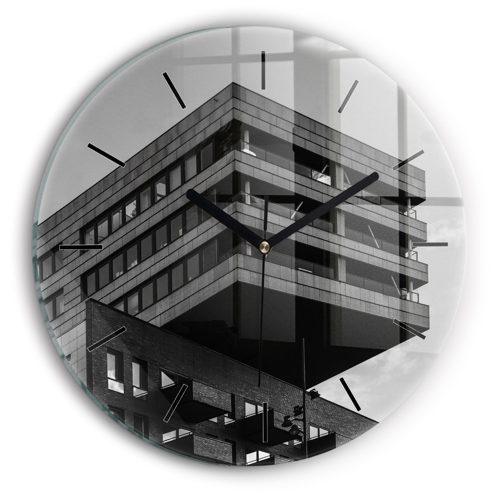 Arhitectura la Amsterdam Ceas perete din sticlă rotund