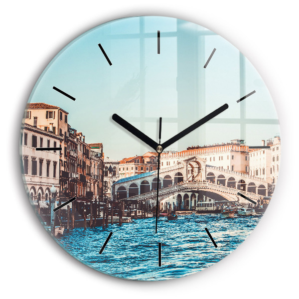 Podul Rialto din Veneția Ceas rotund de perete din sticlă