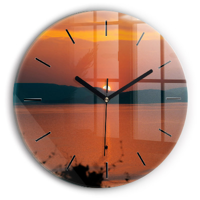 Lacul Balaton seara Ceas perete din sticlă rotund