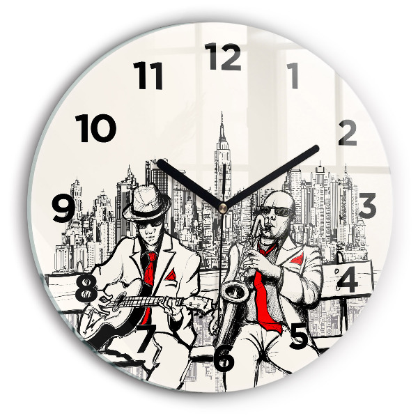 Ceas de sticlă pe perete rotund Jazz la New York