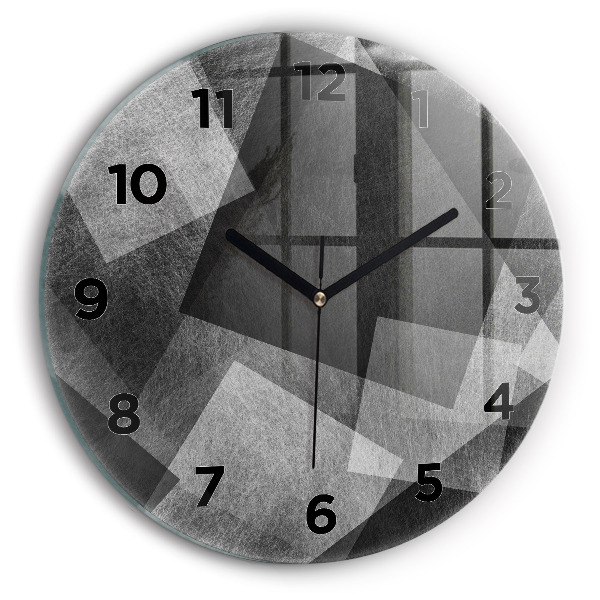 Ceas perete din sticlă rotund Abstracția geometrică