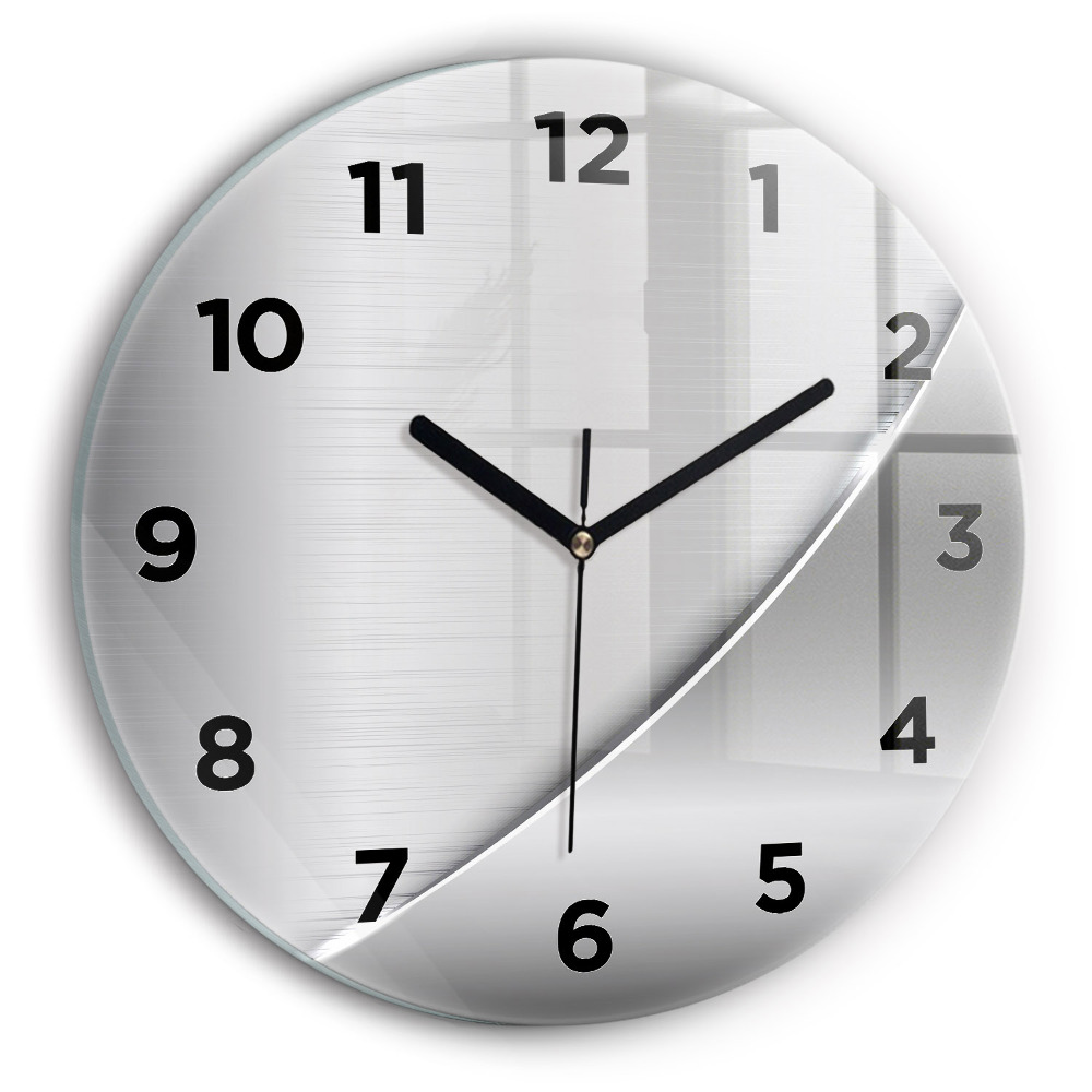 Ceas din sticlă rotund Model argintiu