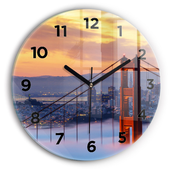 Ceas perete din sticlă rotund Pod din San Francisco