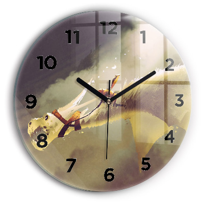 Ceas perete din sticlă rotund Ilustrație Dragon Rider