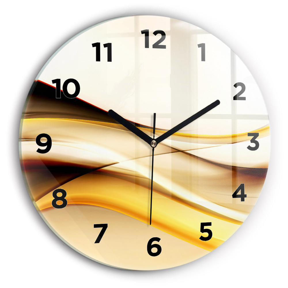 Ceas rotund de perete din sticlă Abstracția valurilor