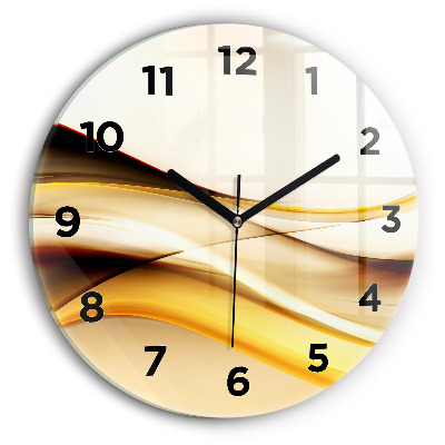 Ceas rotund de perete din sticlă Abstracția valurilor