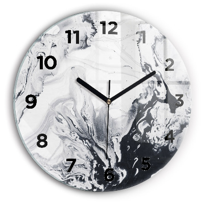 Ceas rotund de perete din sticlă Marmură cu cerneală abstractă