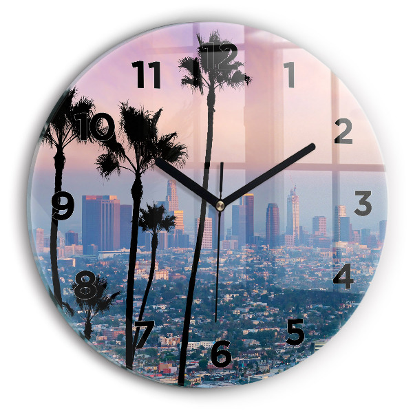 Ceas din sticlă rotund Apus de soare din Los Angeles