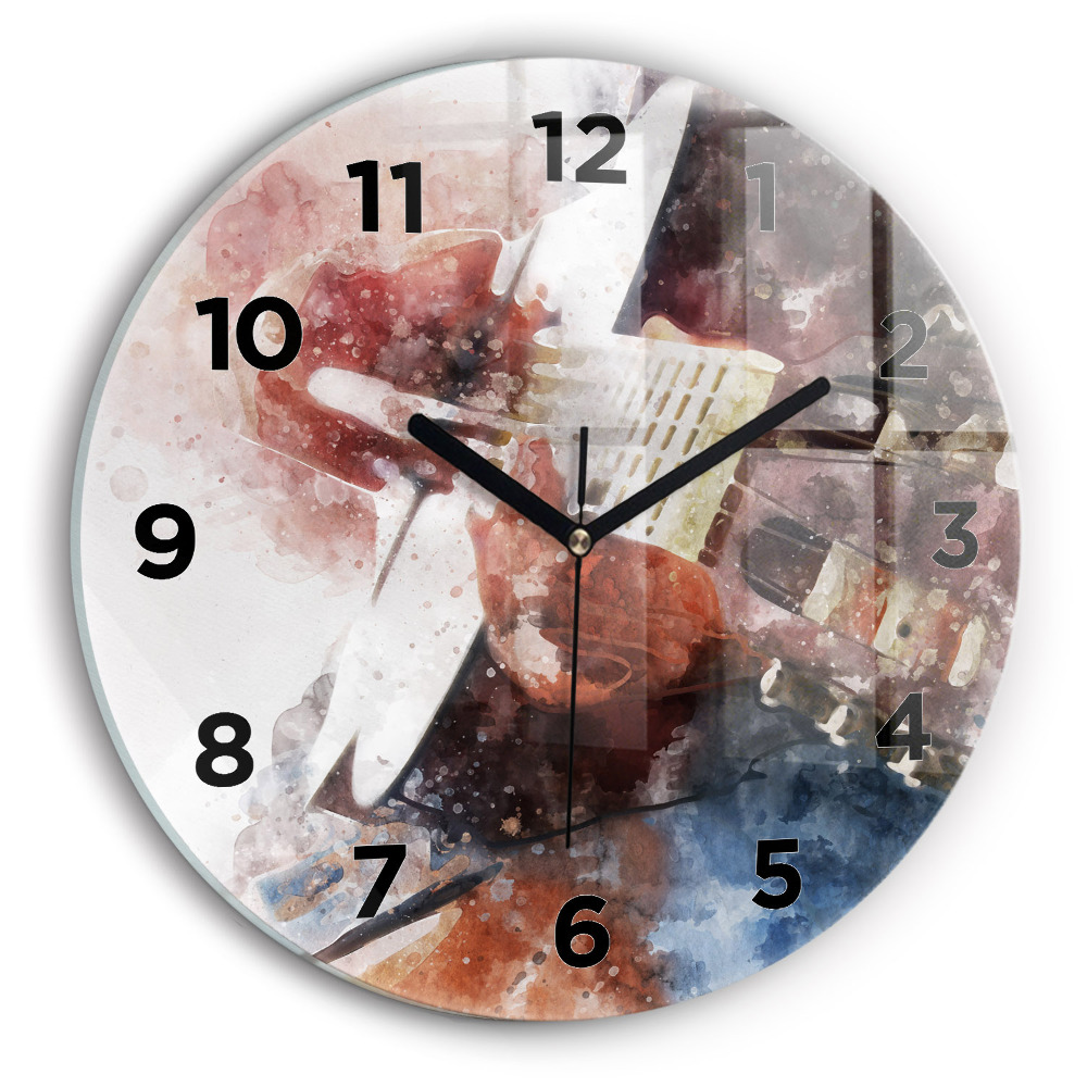 Ceas perete din sticlă rotund Vizualizare chitara