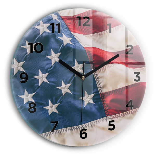 Ceas de sticlă pe perete rotund steagul american