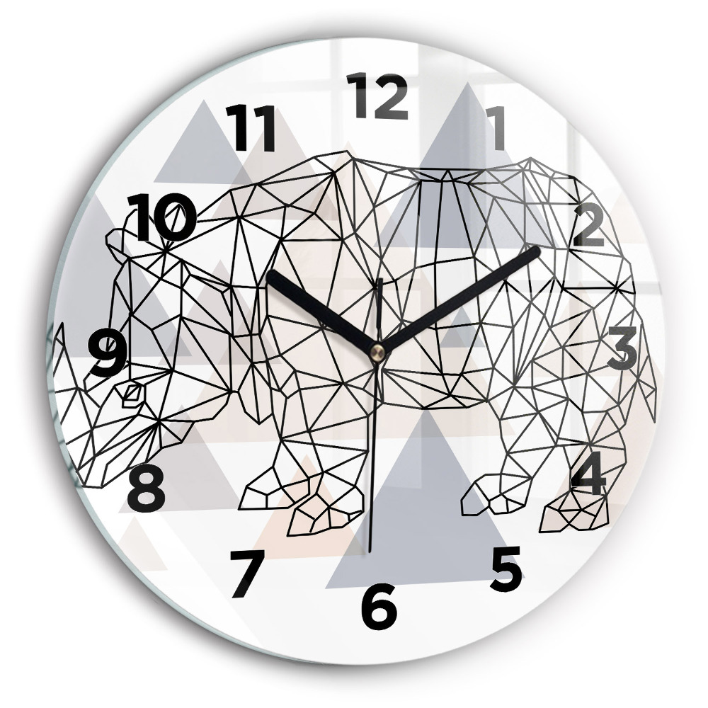 Ceas de sticlă pe perete rotund Model geometric