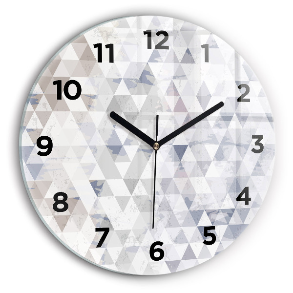 Ceas perete din sticlă rotund Model geometric