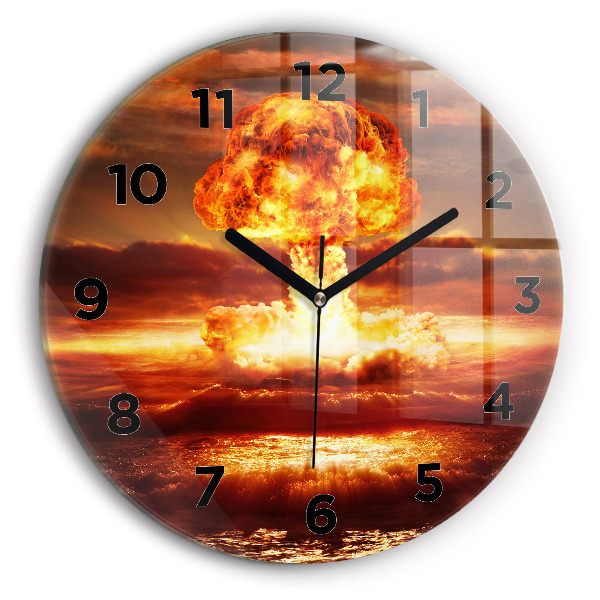 Ceas de sticlă pe perete rotund Explozia unei bombe atomice