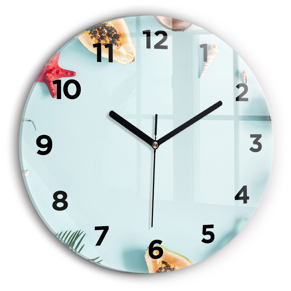 Ceas rotund de perete din sticlă Compoziție de vară