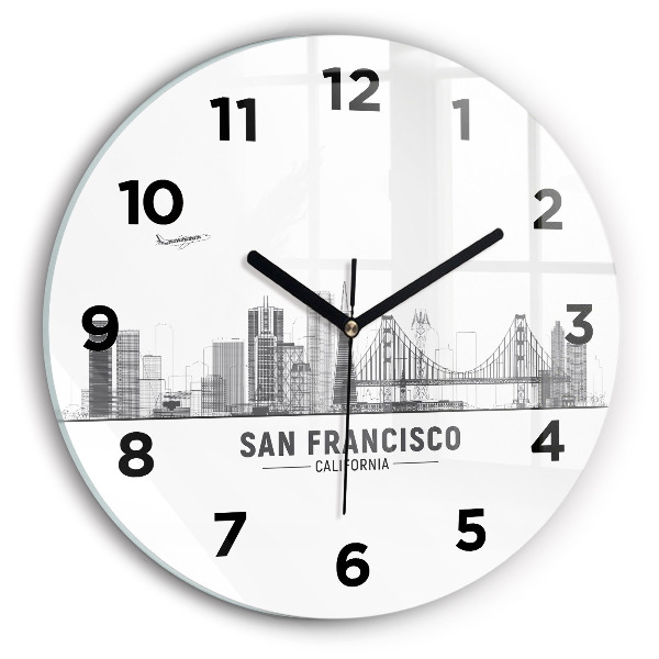Ceas din sticlă rotund Panorama San Francisco