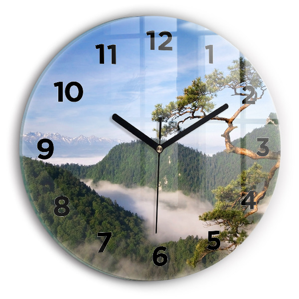 Ceas rotund de perete din sticlă Sokolica Wierch în Munții Pieniny
