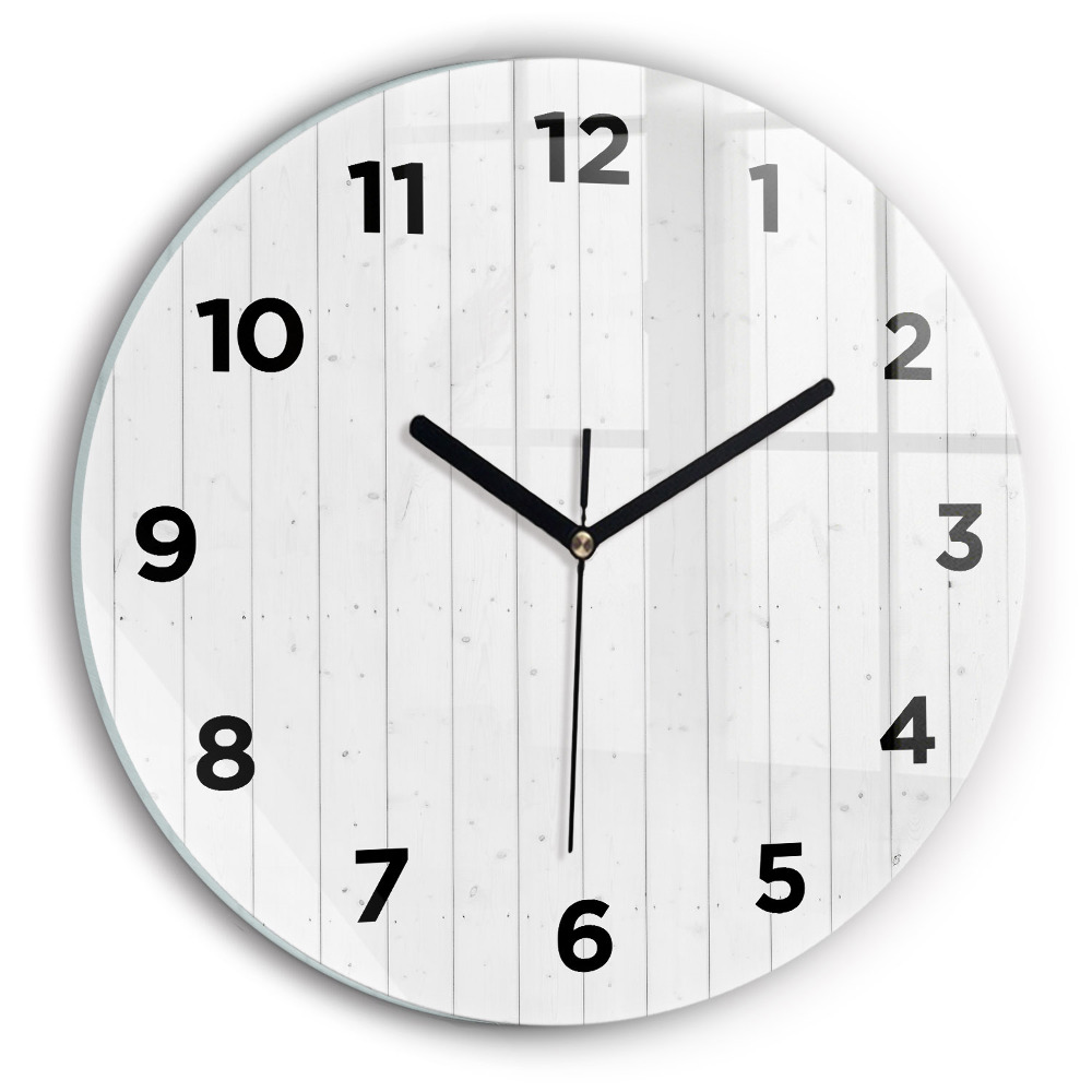 Ceas perete din sticlă rotund Model de panouri din lemn