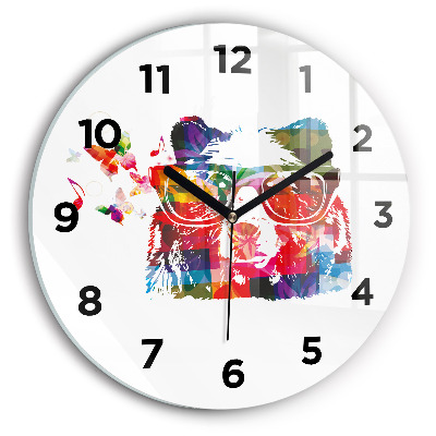 Ceas rotund de perete din sticlă Cap de urs