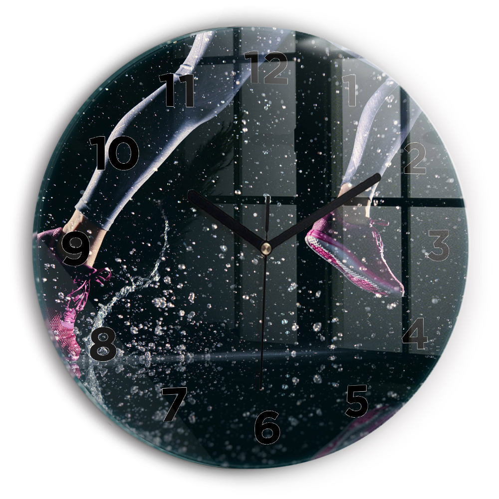 Ceas perete din sticlă rotund Stil de viață sănătos - alergare