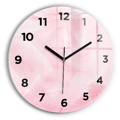 Ceas rotund de perete din sticlă Pene – abstracție